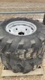 PAIR OF 19.5L X 24 TRAC LOADER TIRE ON 8 BOLT RIMS