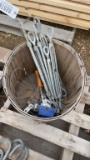BASKET OF TURN BUCKLES AND CABLE WINCH