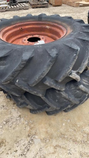 PAIR 16.9 X 26 TRACTOR TIRES AND RIMS