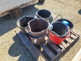 Pallet Of Feed Buckets