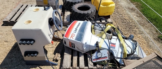 70 HP JOHNSON BOAT MOTOR WITH TROLLING MOTOR