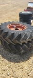 PAIR 16.9 X 26 TRACTOR TIRES ON RIMS