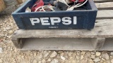 PEPSI CRATE FROM DUBUQUE WITH MISC PARTS INSIDE