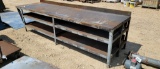 STEEL BENCH 3' X 11' WITH 2 SHELVES