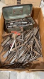 BOX OF FILES, PUNCHES, CHISELS, TAP & DIES