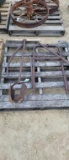ANTIQUE POST HOLE DIGGER AND 2 HAY FORKS