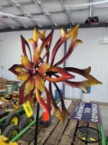Metal Flower Spinning Yard Art
