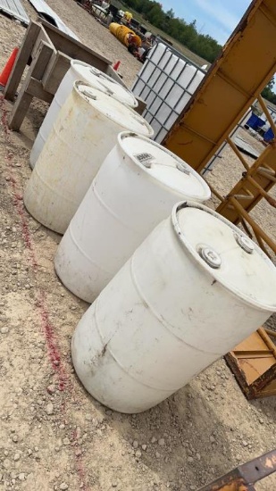 (4) 55 GALLON PLASTIC BARRELS