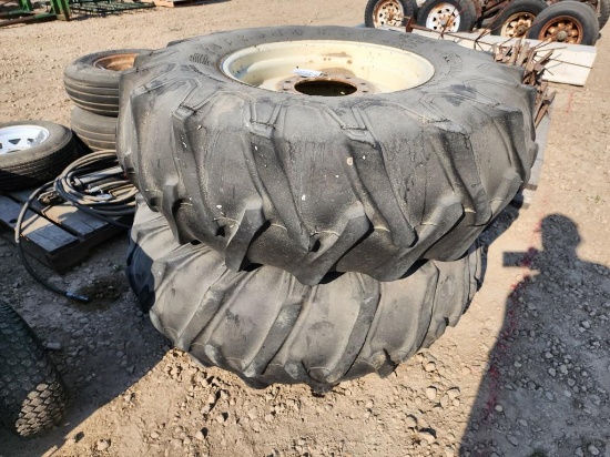 PAIR 18.4 X 26 TIRES ON 10 HOLE RIMS