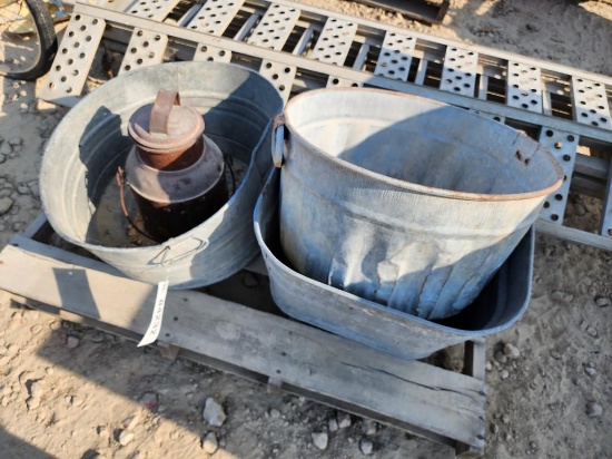 (3) WASH TUBS AND MISCELLANEOUS CAN