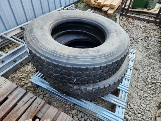 PAIR 11R22.5 SEMI TIRES