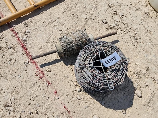 FULL SPOOL BARB WIRE AND 1 SMALL SPOOL
