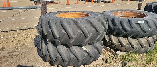 PAIR MASSEY FERGUSON COMBINE TIRES AND RIMS