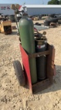 COMPLETE TORCH SET WITH TANKS ON CART
