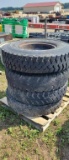 (4) 10.00 X 20R TRUCK TIRES - ONLY 2 ON RIMS