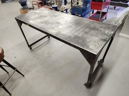 72"Lx30"Wx36"H Steel Rolling Shop Table