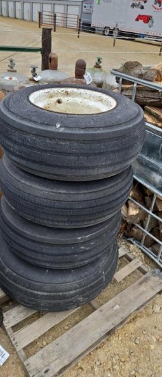 (4) IMPLEMENT TIRES ON 6 BOLT RIMS