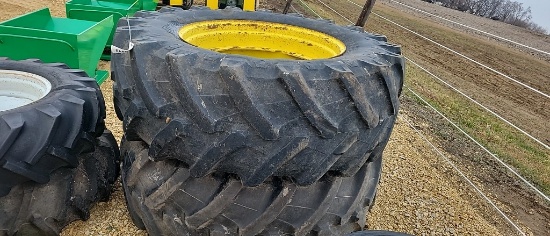 (2) 580/70R38 TIRES ON 38" JOHN DEERE RIMS