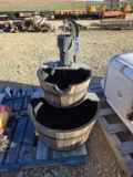 DECORATIVE BARREL FOUNTAIN W/ MOTOR
