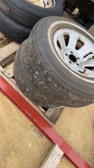 (4) 15" TIRES ON RIMS OFF AN AUGER