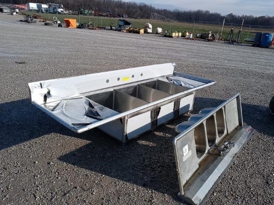 stainless steel sink, 9' x 3'