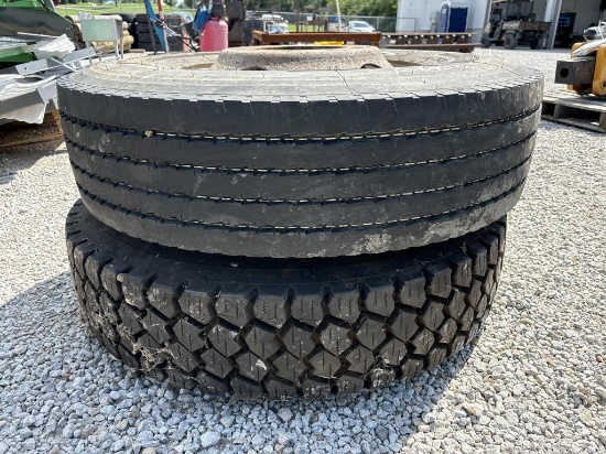 Truck tires- 10R22.5- (2) tires w/ rims