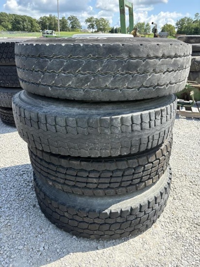 Truck tires- 11R22.5- (4) tires w/ rims