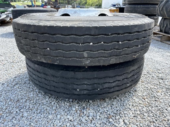 Truck tires- 10R22.5- (2) tires w/ rims