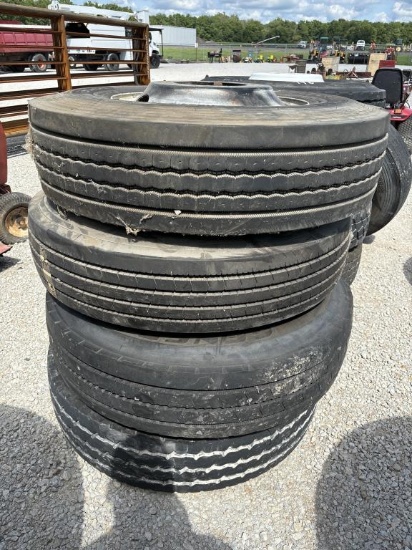 Truck tires- 10R22.5- (2) tires w/ rims