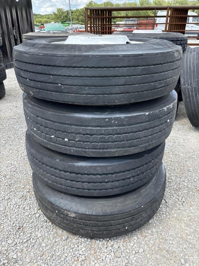 Truck tires- 11R22.5- (4) tires w/ rims