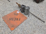Oil Pump, Oil Cans, Sign