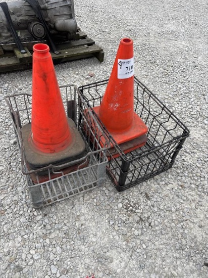 Steel Milk Crate with 4 Traffic Cones