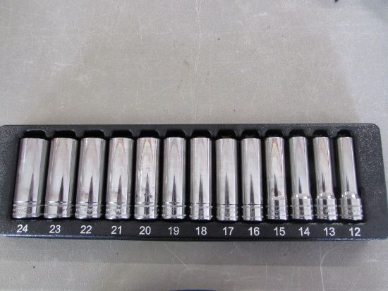 Snap-On 13 Piece 6 Point 1/2" Drive Deep Well Sockets 12mm to 24mm