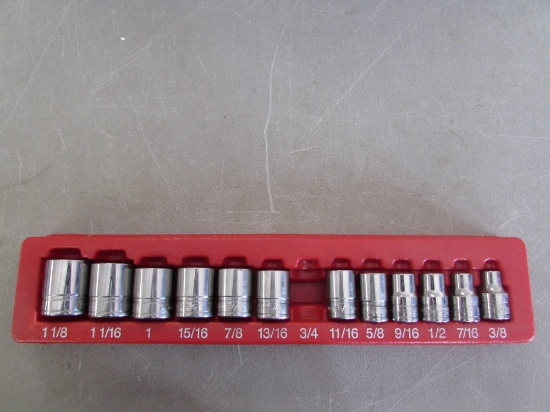 Snap-On 12 Piece 6 Point 1/2" Drive Shallow Sockets, 3/8" to 1 1/8" Missing 3/4"