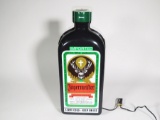 Choice Jagermeister three-dimensional bottle-shaped light-up tavern sign. Size: 10