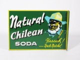 Scarce NOS 1940s Natural Chilean Soda double-sided tin flange sign. Hard to find especially in this