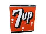 NOS 1950s 7-up single-sided porcelain diner sign with period 7-up logo. Day one gloss and colors. Si