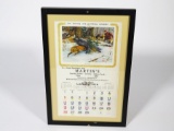 1956 Martin's Sporting Goods framed store calendar with nice hunting graphics. Size: 13