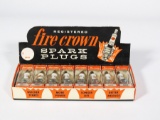 1950s-early 60s Fire Crown Spark Plugs automotive garage countertop display still full of unused plu