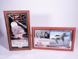 Lot of two 1990s Miller High Life Wildlife Series tavern wood-framed beer mirrors. Featuring Snowy O