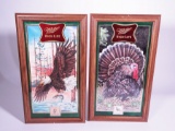 Lot of two 1990s Miller High Life Wildlife Series tavern wood-framed beer mirrors. Featuring America