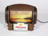 Terrific 1960s Hamm's Beer Barrel Flip Motion Sign tavern sign. Great piece which lights and works w