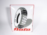 1930s Bata Tires single-sided porcelain garage sign with period tire logo. Nice graphics. Size: 16.5