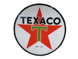 Large 1951 Texaco Oil 6' double-sided porcelain service station sign. Size: 72
