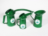 Lot of three restored 1930s-50s Sinclair Oil service department oilers.