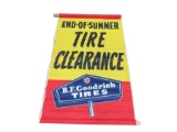 NOS 1950s BF Goodrich Tires single-sided canvas banner sign. Found unused. Size: 36