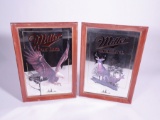 Lot of two 1990s Miller High Life Wildlife Series tavern wood-framed beer mirrors. Featuring Wiscons