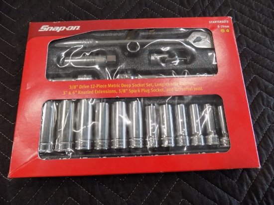 Snap on 3/8" drive 12 piece metric deep socket set