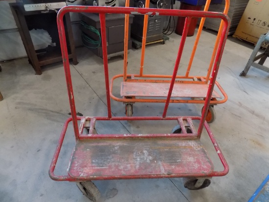 Red Rolling Material Cart
