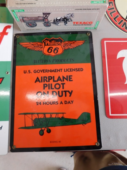 Phillips 66 Avaition Products Airplane Pilot On Duty Sign